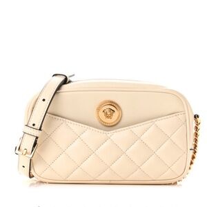 NEW VERSACE cream Medusa quilted crossbody bag